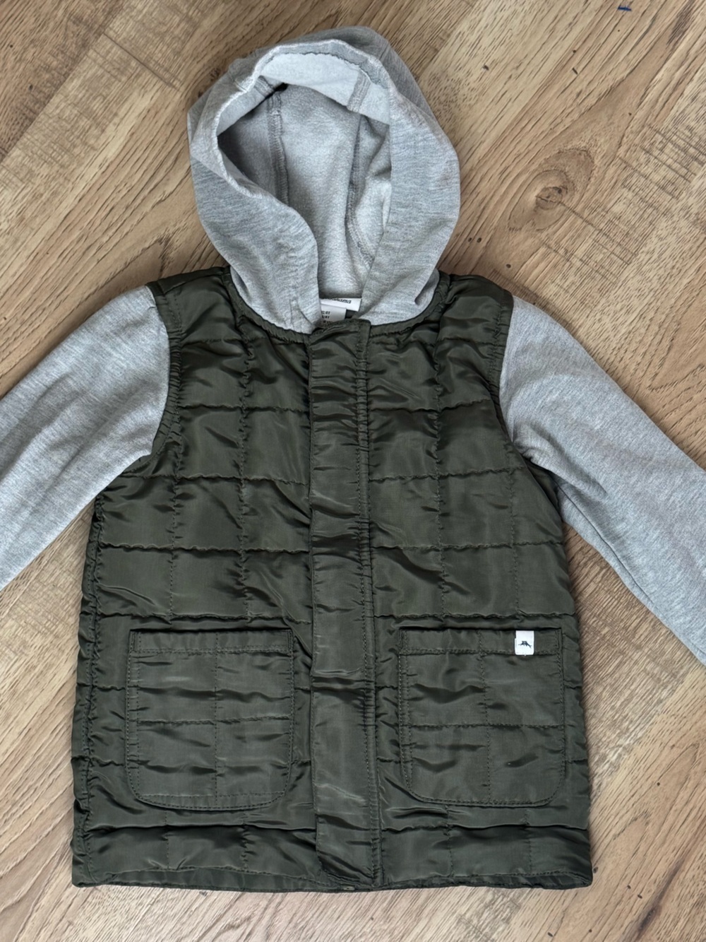 Tommy Bahama Boys Hooded Puffer Vest Jacket Green Gray 4T